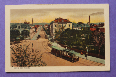 Ansichtskarte AK Kehl am Rhein 1905-1930 Strassenbahn Stadtansicht Hauptstrasse Hotel